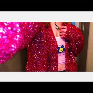 Red and Pink Cardigan